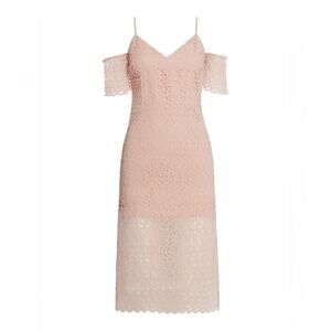 KEEPSAKE THE LABEL NWT Blush Countdown Lace Off Shoulder Midi Dress $590 Sz M